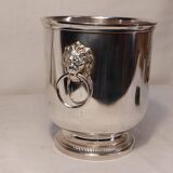 Silver-plated metal table ice bucket with lion head decoration