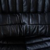 Cinna Ligne Roset Black Leather Armchair attributed to Annie Hieronimus, 1970s