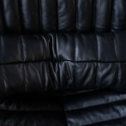 Cinna Ligne Roset Black Leather Armchair attributed to Annie Hieronimus, 1970s