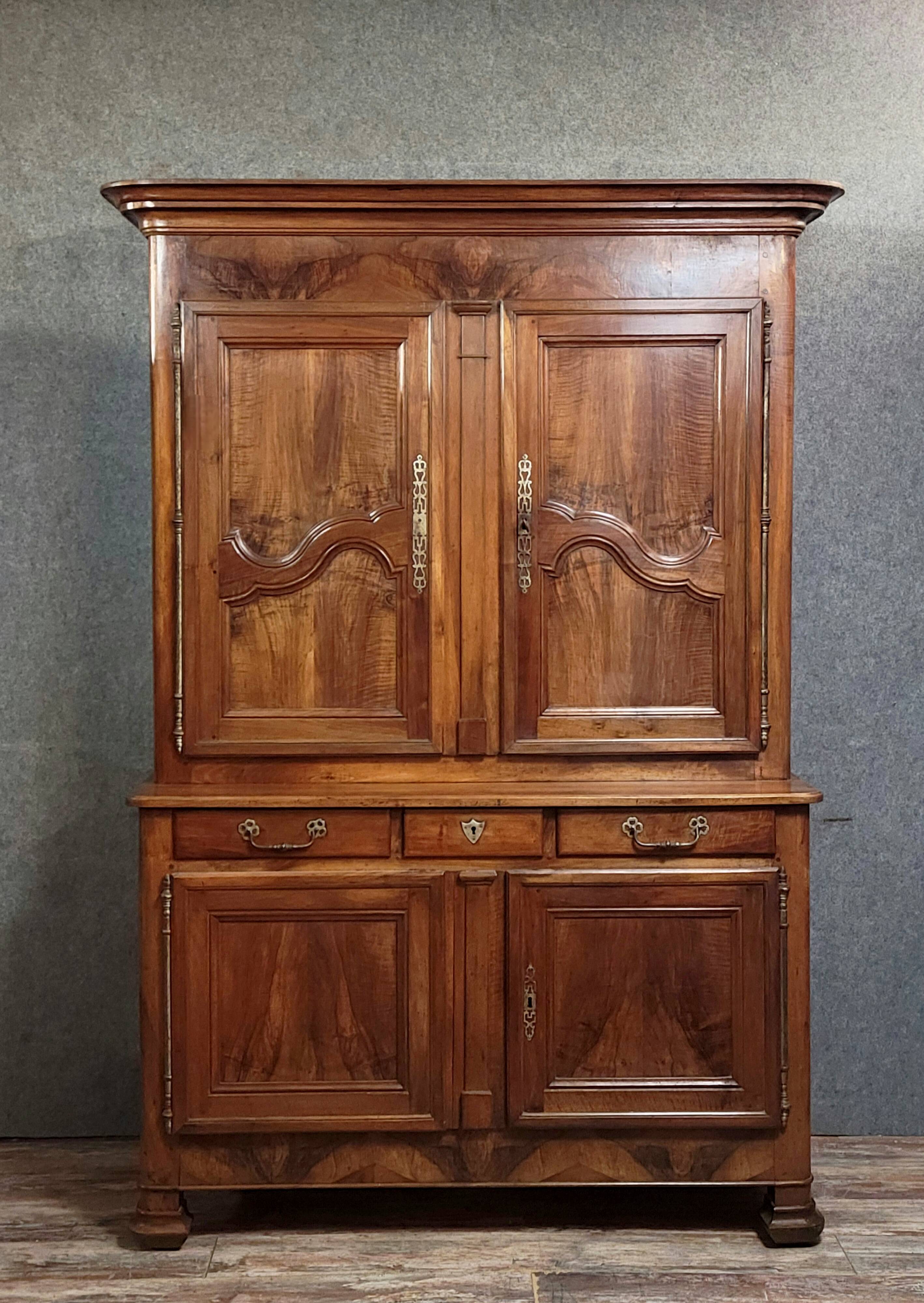 Louis XV period two-part walnut buffet