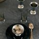 Set of 6 black glass plates "aechmea"
