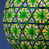 Green rattan globe chandelier