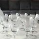 Set of 8 glasses with flared neck, in crystal. With frosted plant decoration. Height 16 cm