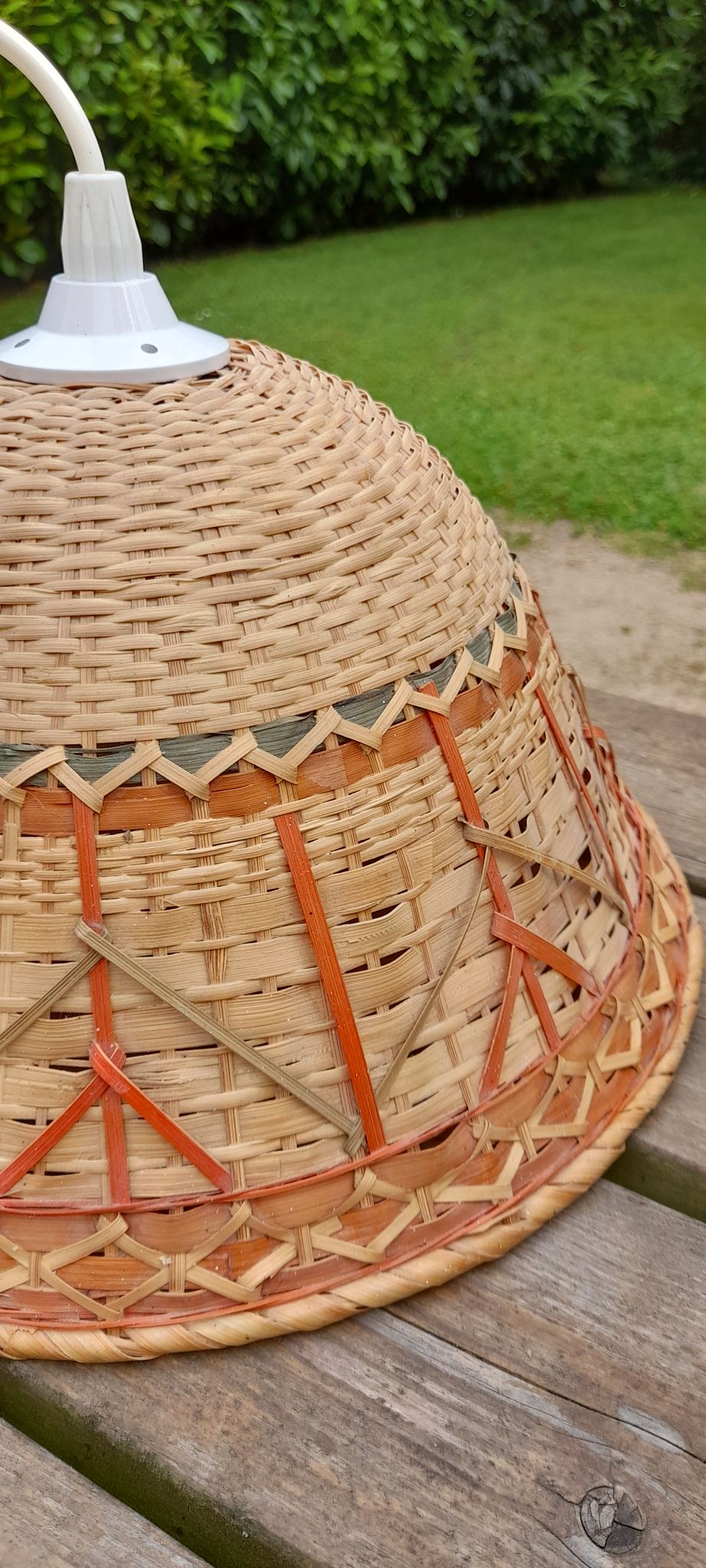 Suspension bell in rattan 3 colors, bohemian spirit seventies6