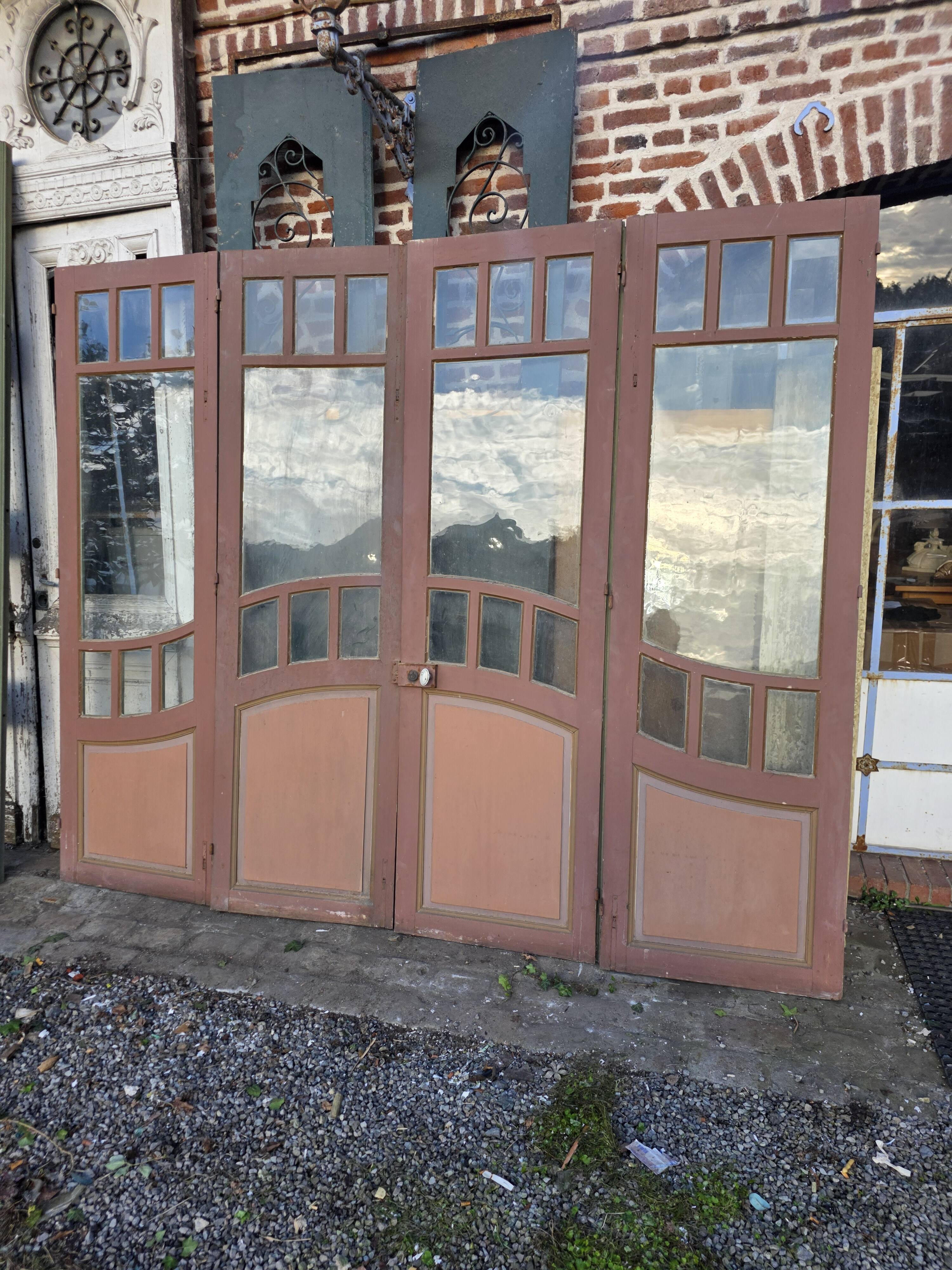 4 Art Nouveau partition doors + transom