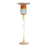 Opalescent and colored glass candlestick in the shape of a flower, Karl Schmid, 1985