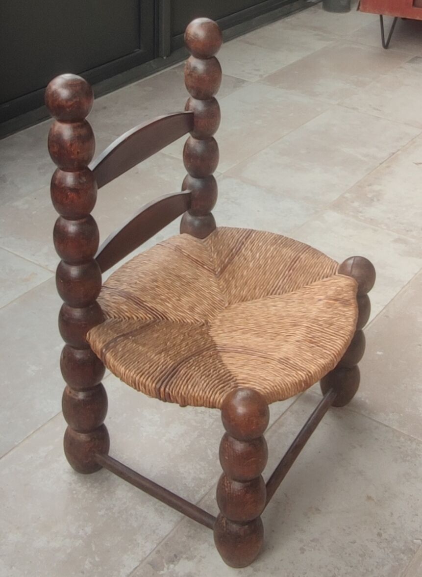 Rustic chair turned wood / design 20 th century