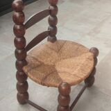 Rustic chair turned wood / design 20 th century