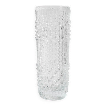 Vintage Clear Pressed Glass Vase: CandleWax Design, Czech Republic, 1972