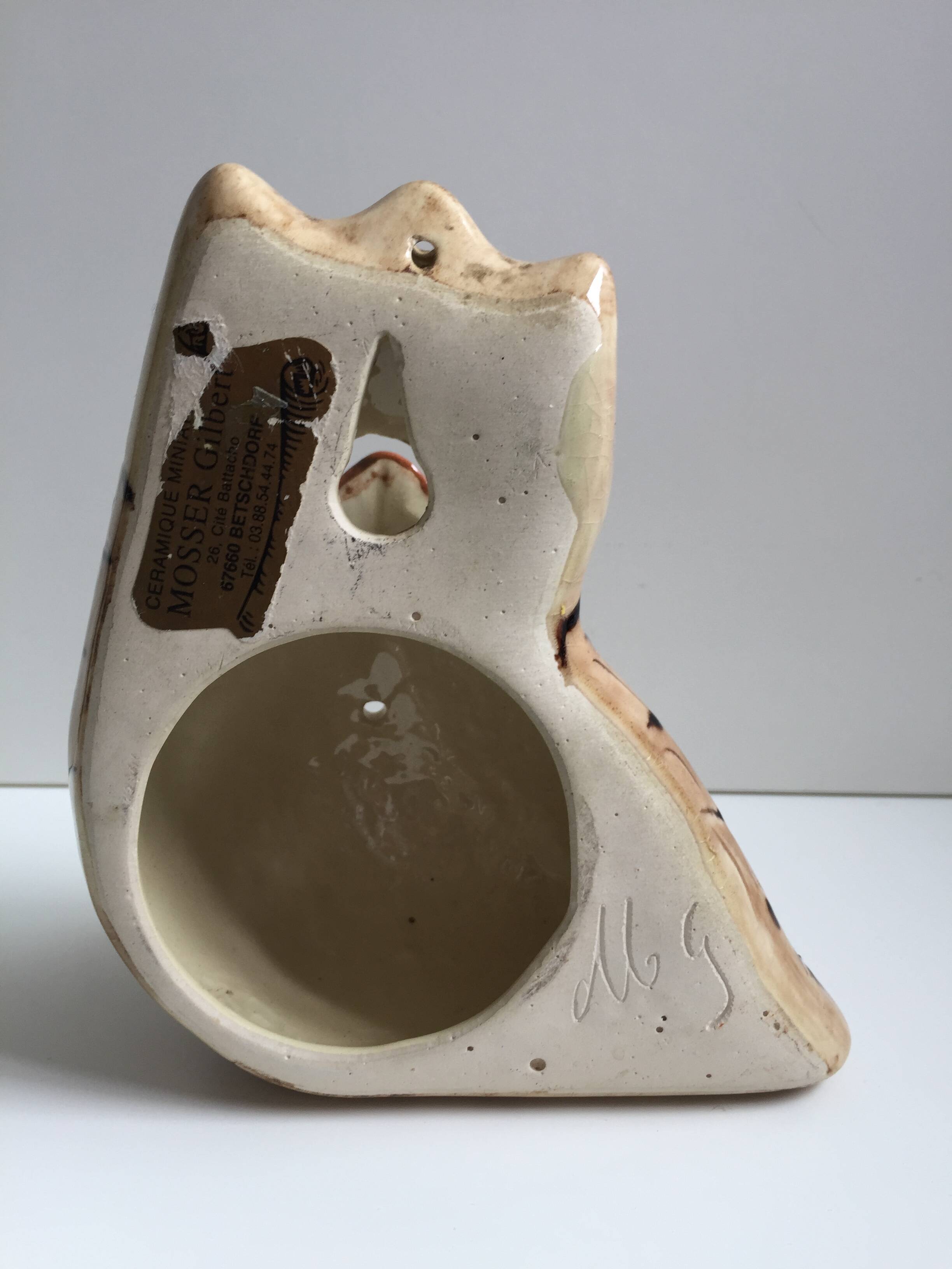 Ceramic Sculpture Figurine Signed MOSSER Gilbert Owl Hulotte Owl