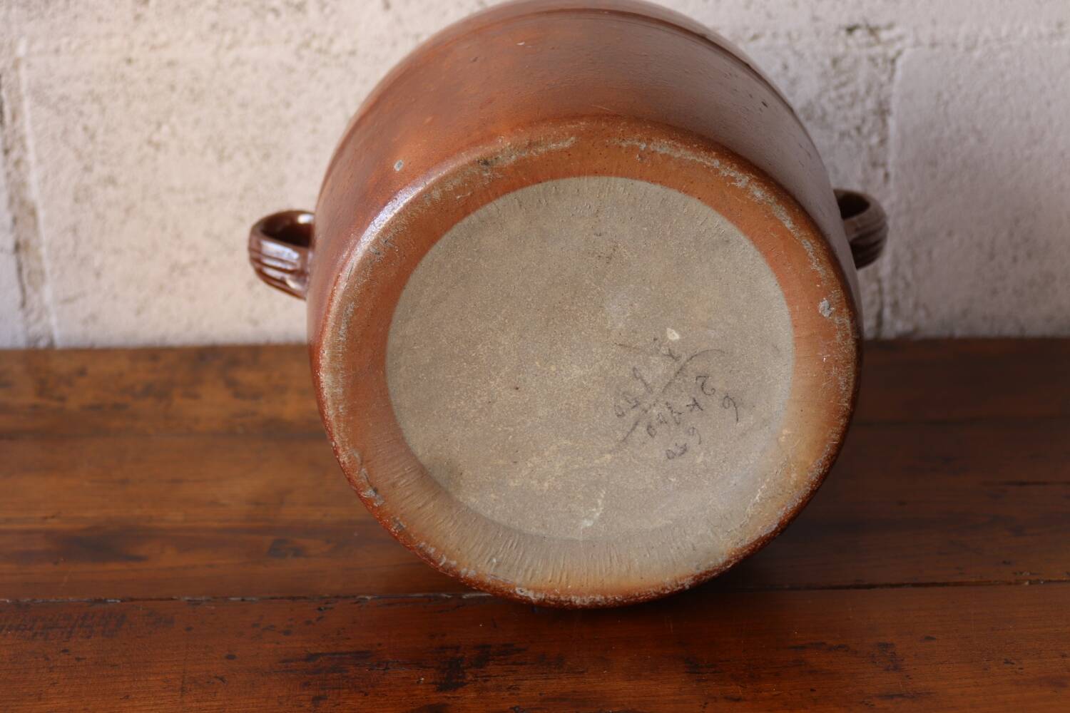 Large antique glazed stoneware pot