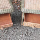 Paires de chevets en osier 1 tiroir vintage