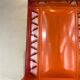 Porte louche en tôle émaillé orange vintage