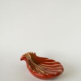 Shell-shaped ceramic catchall, Magdalithe, brick and gold, 1970.