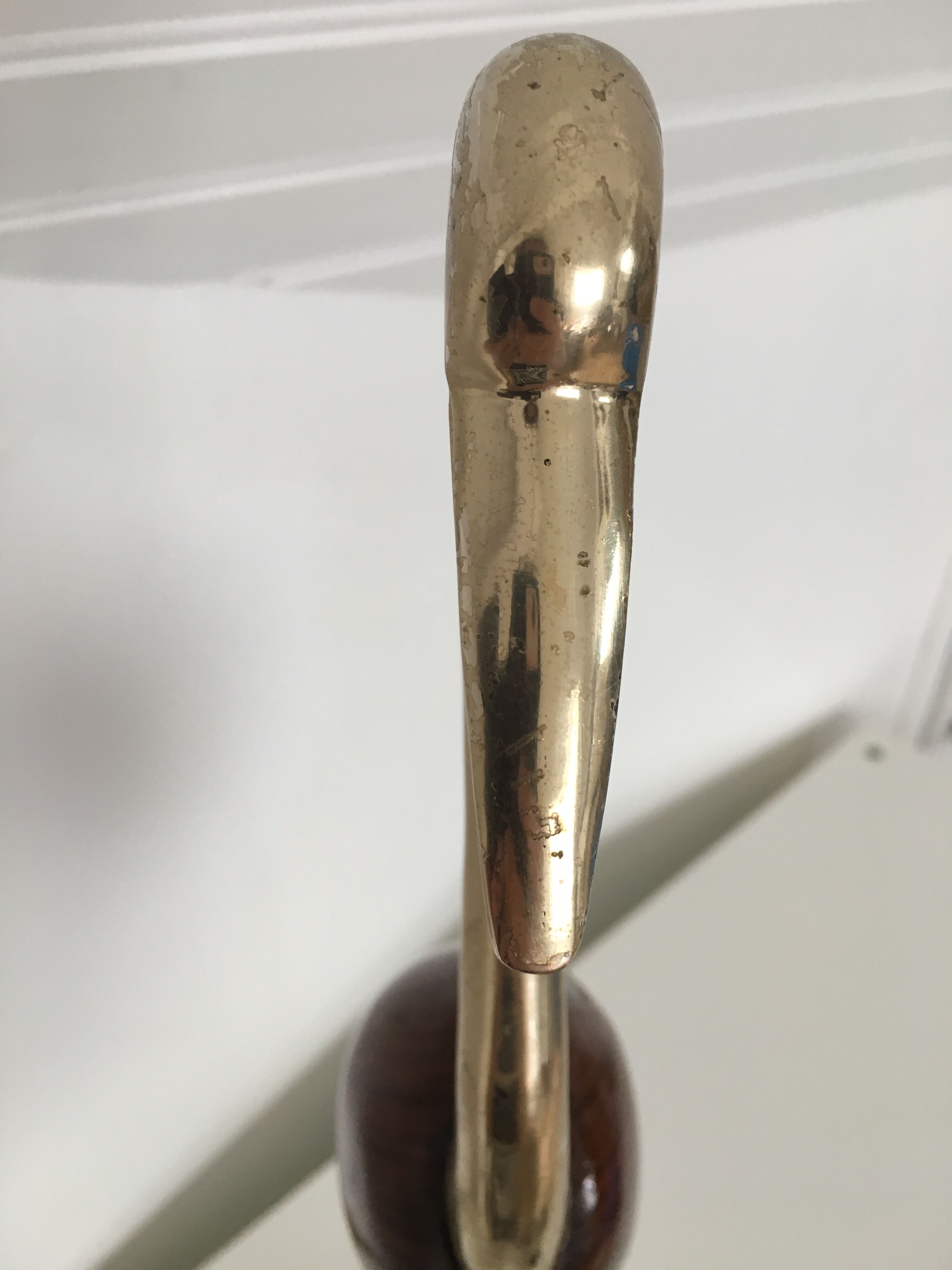 Heron in wood and brass