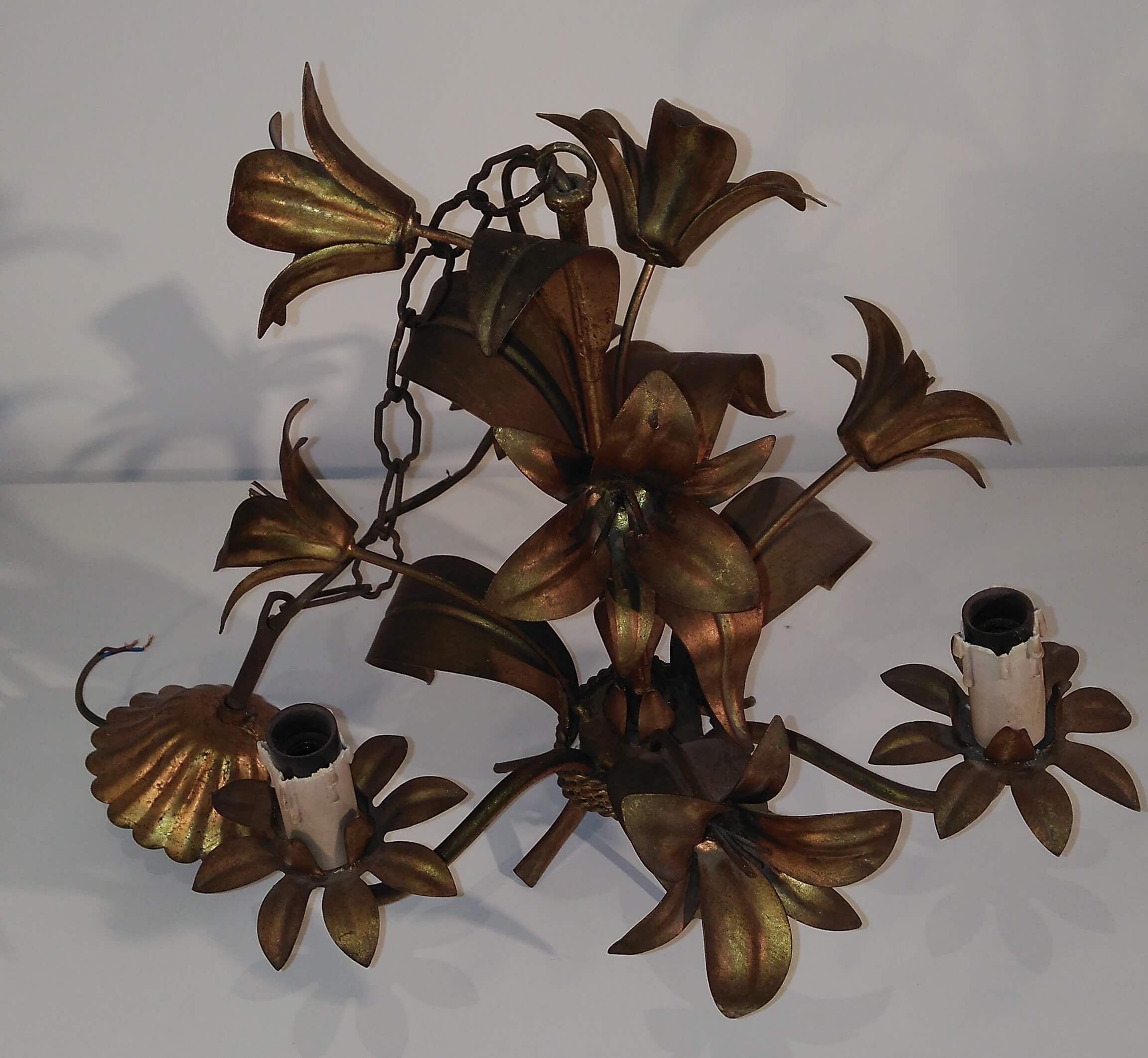 Brass chandelier flowers