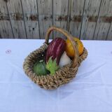 Raffia braid handle basket