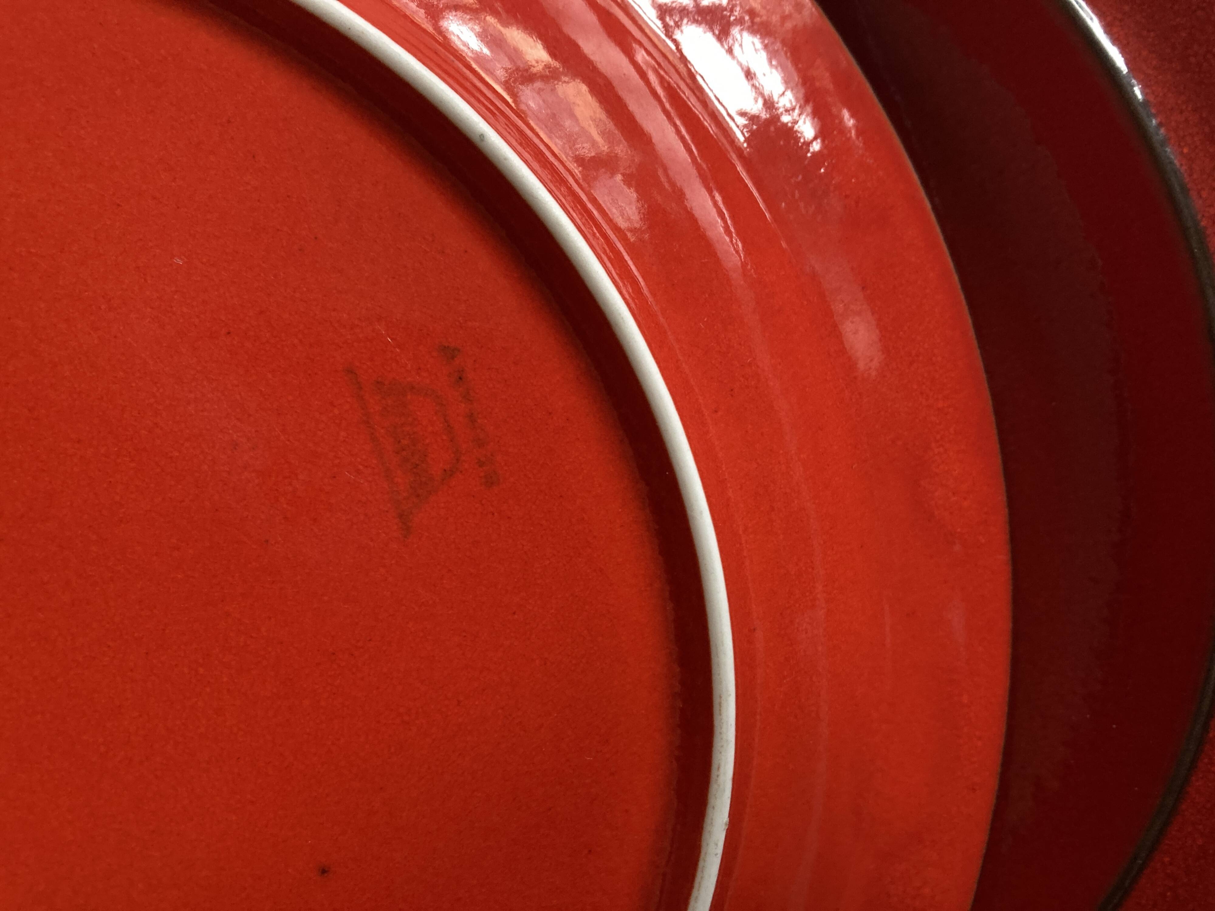 Set of 10 plates Hertha Bengtson Rosenthal 1970 in red stoneware.