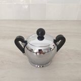 Alessi / Stainless steel and bakelite sugar bowl, "Bombé" collection