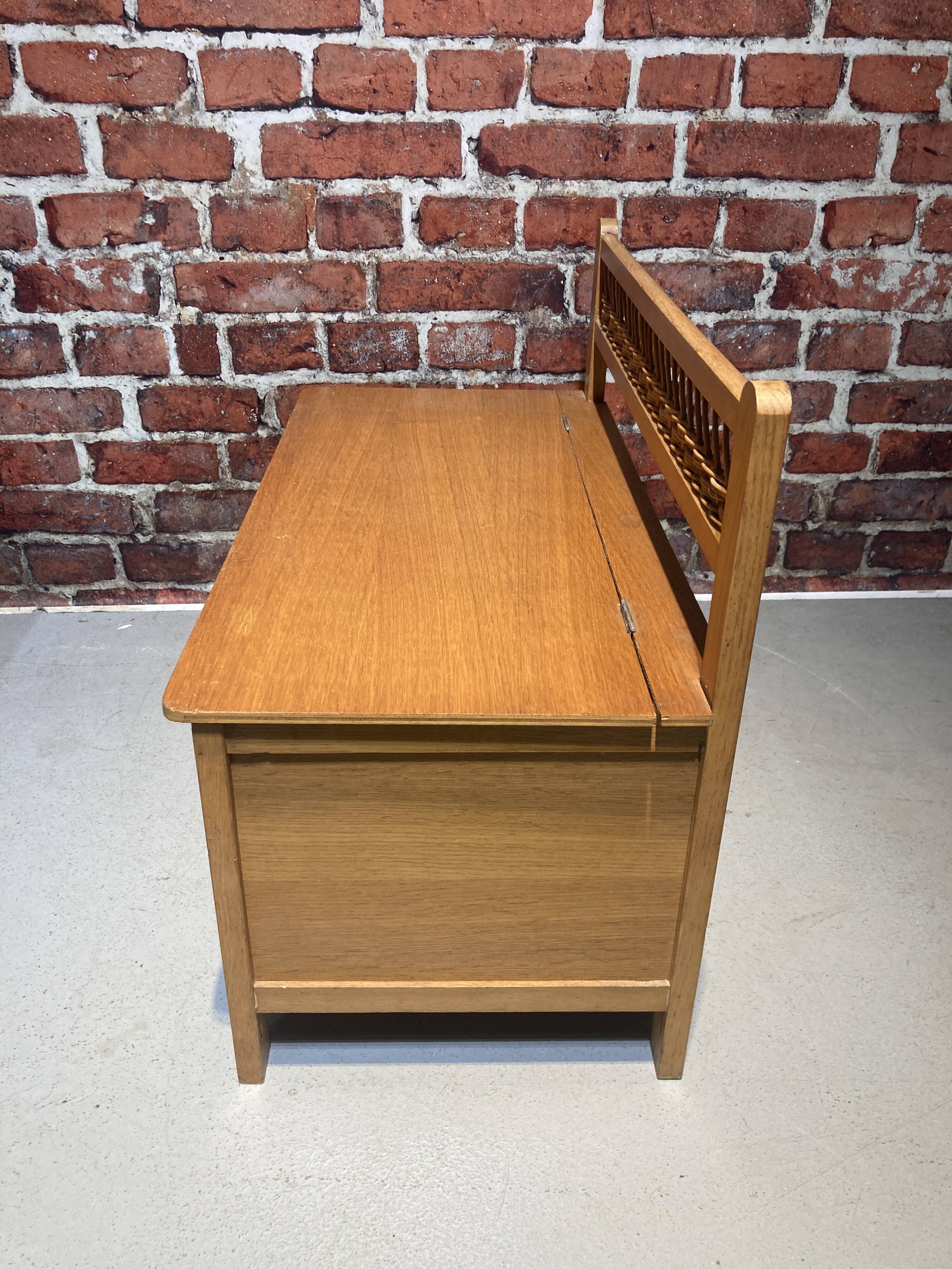 Wood and rattan chest bench