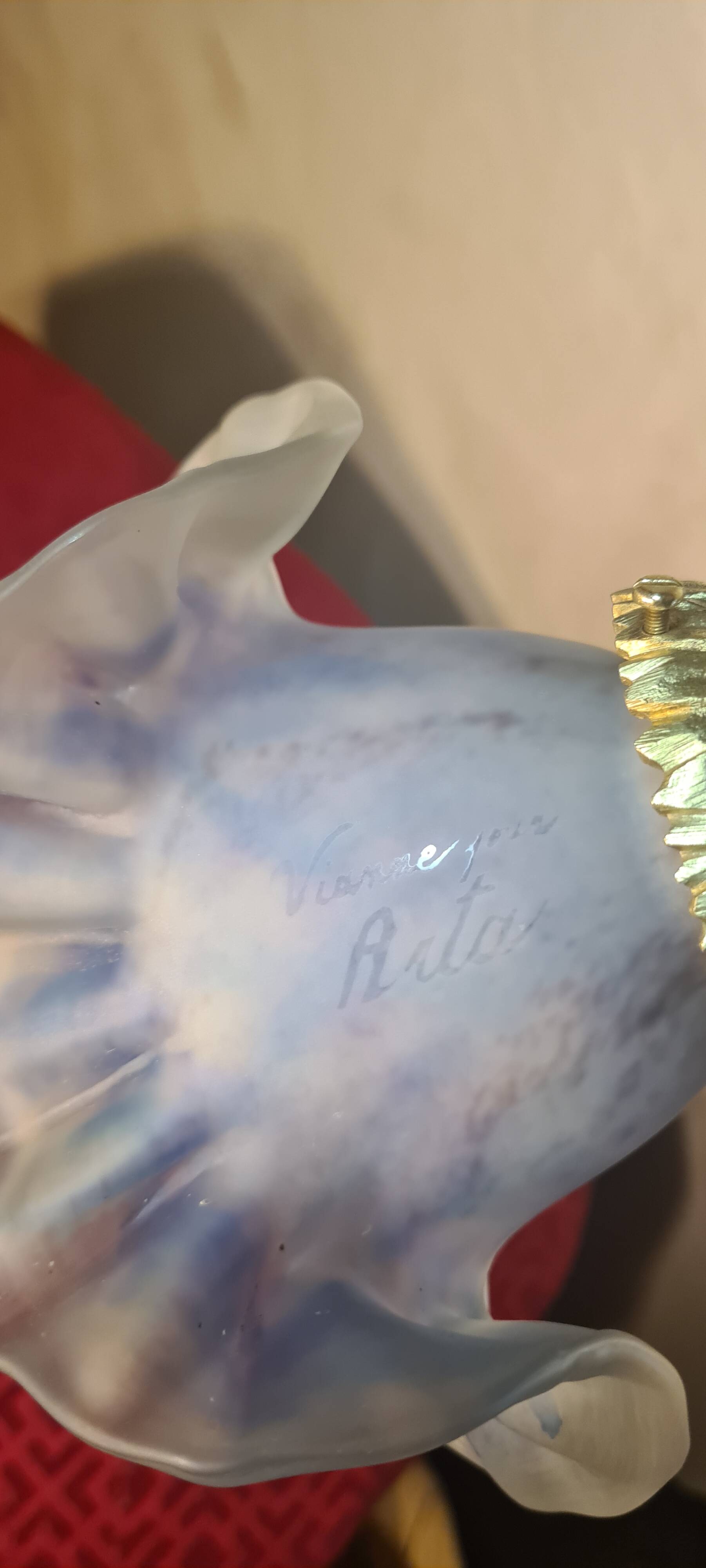 1900 bronze tulip desk or bedside lamp signed vianne 34x22 pretty mod