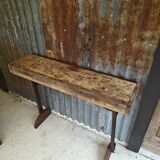 Wooden and cast iron workbench console