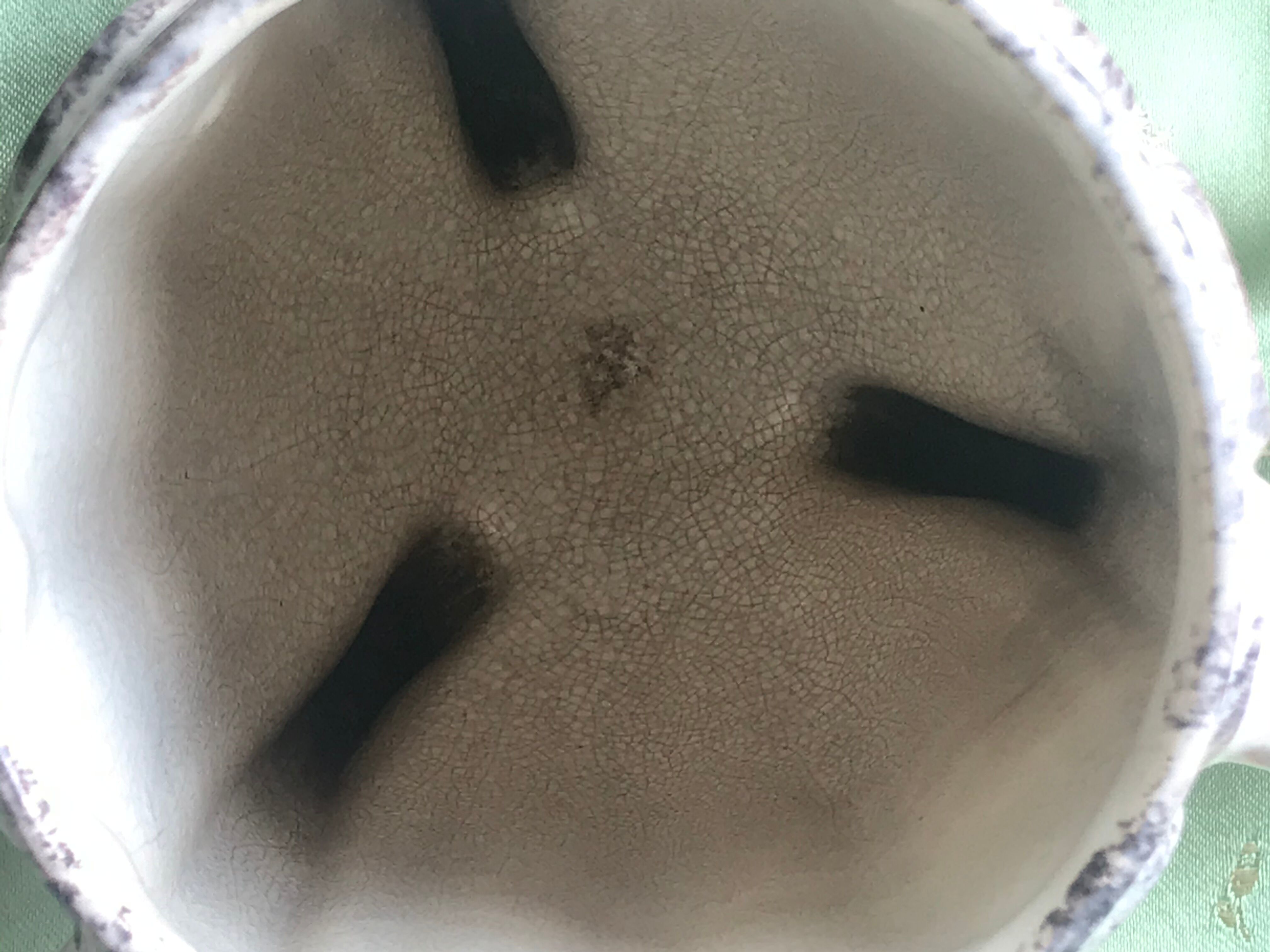 Cracked white ceramic art deco vase signed numbered pb made in france authentic piece