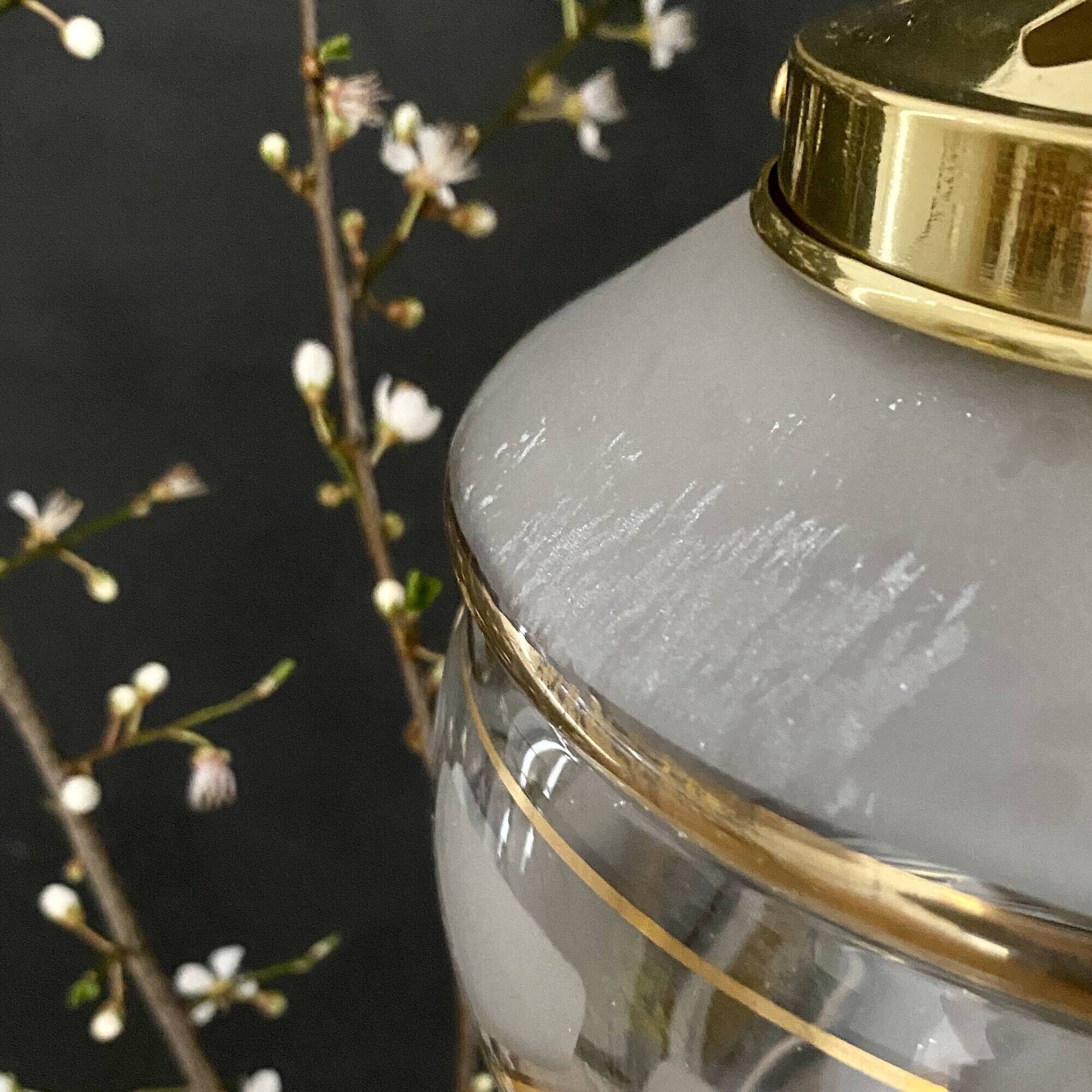Vintage art deco globe pendant light in white and gold frosted glass