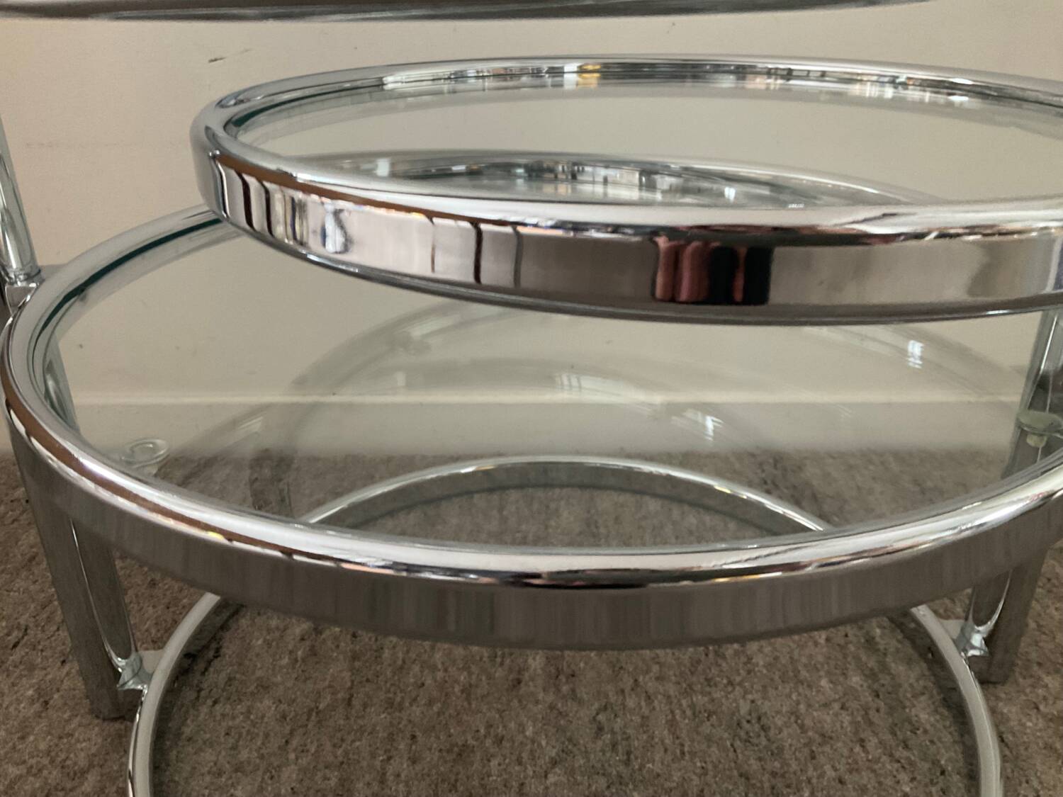 Vintage chrome coffee table with swivel tops