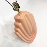 1980s salmon pink ceramic table lamp art deco pastel midcentury golden girls