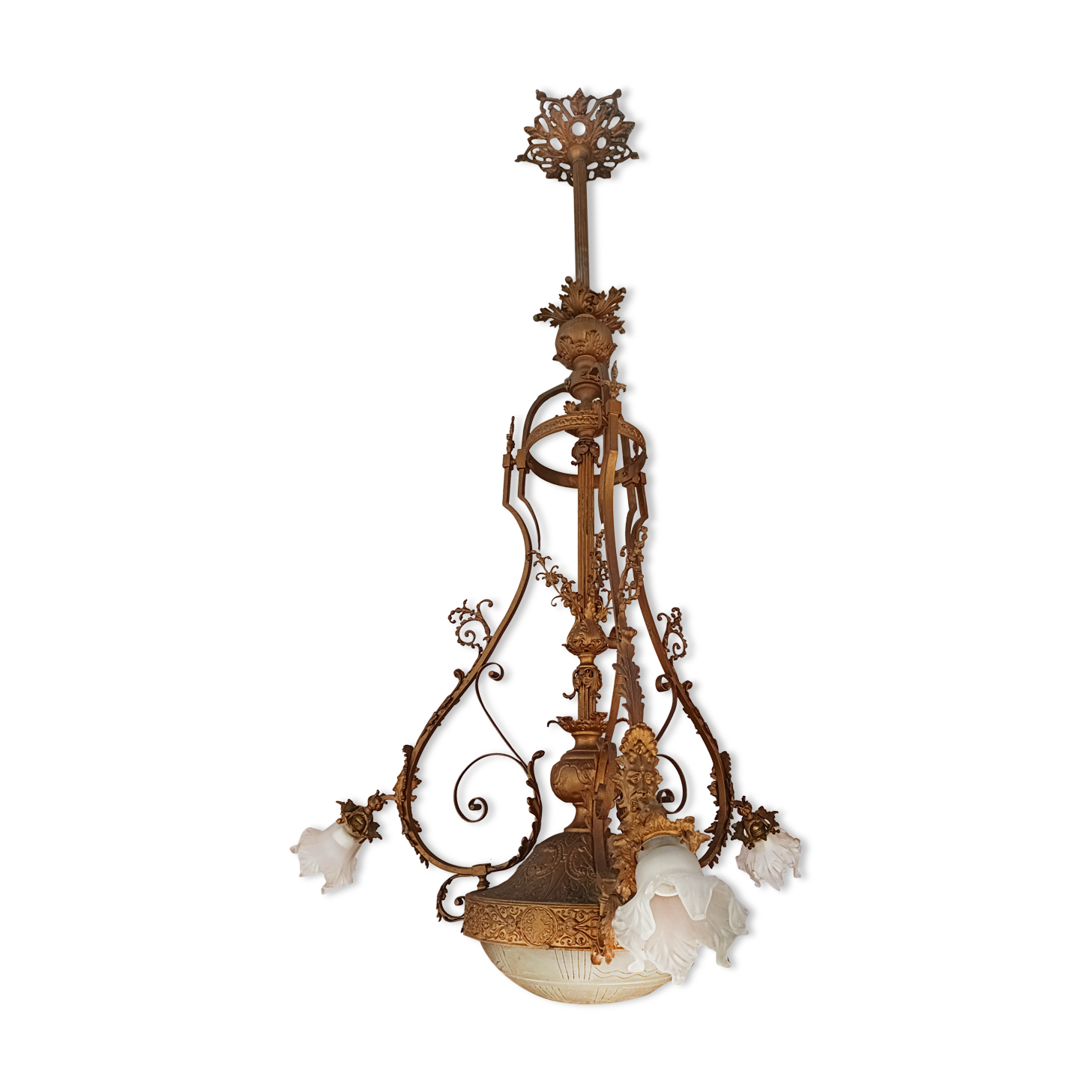 Suspension en laiton et bronze style Renaissance
