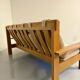 Three-seater canapé in solid oak with Scandinavian design fabric from the 1970s.