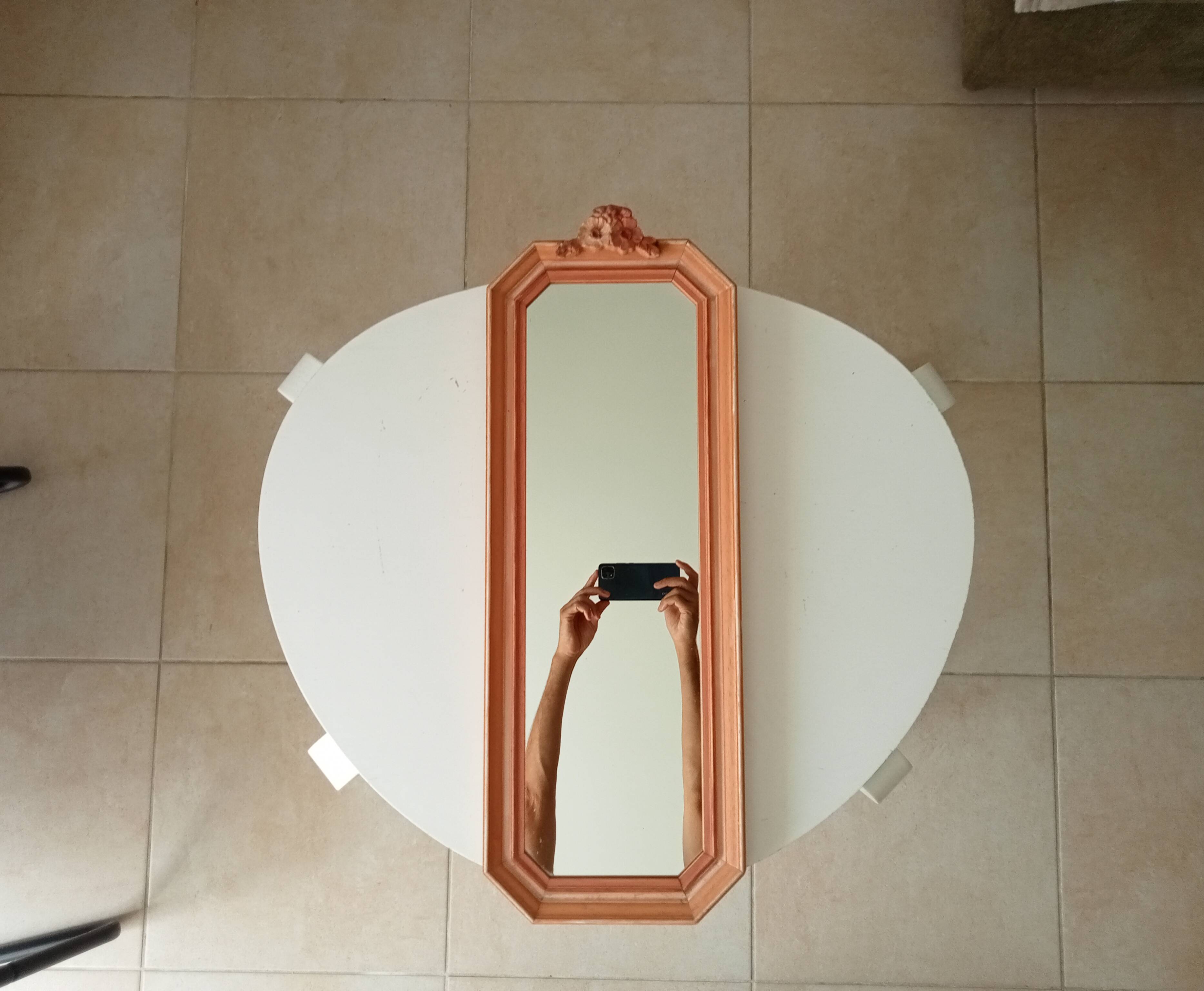 Miroir vintage octogonale avec fronton