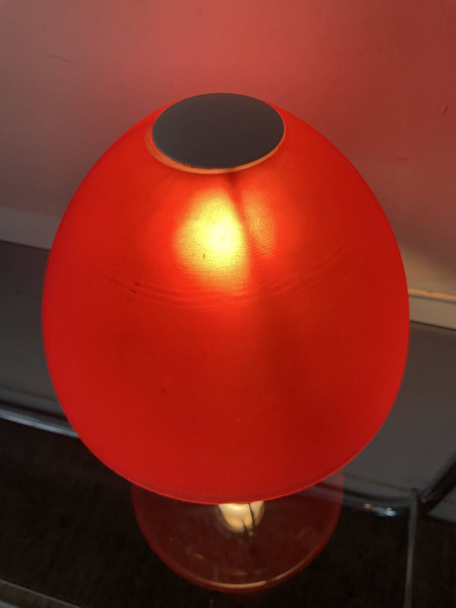 Lampe champignon vintage en verre rouge 