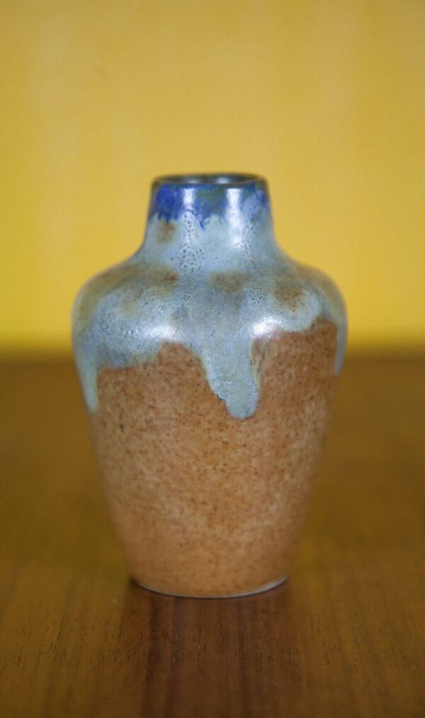 Vase signé Lebret Alfred, petit vase grès de Puisaye, grès flammé, collection, 30's