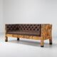 Werner Neumann sculptural birchwood sofa in birch bark and leather, The Netherlands