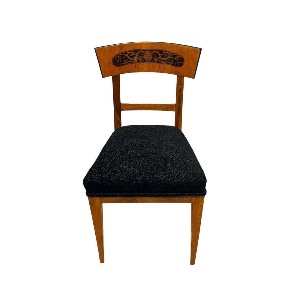 Biedermeier Dining Chair in Cherry Wood and Ink, South Germany, 1820s