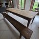 Solid pine farmhouse table and its bench - 19th century - Authentic patina
