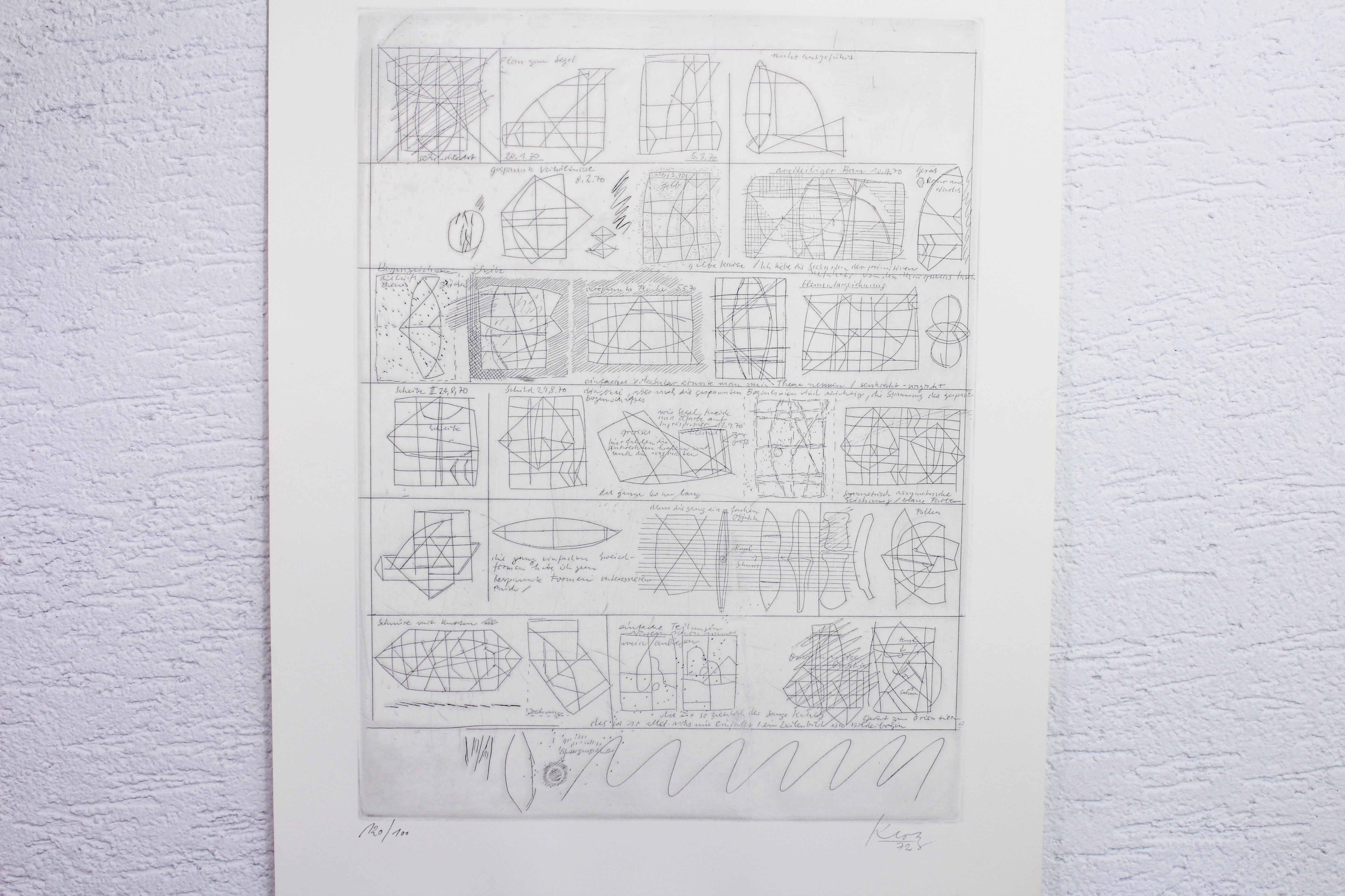 Engraving by Klotz Lenz entitled "sketch" 1972