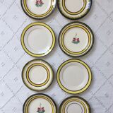 Yellow & black dessert plates Henriot Quimper