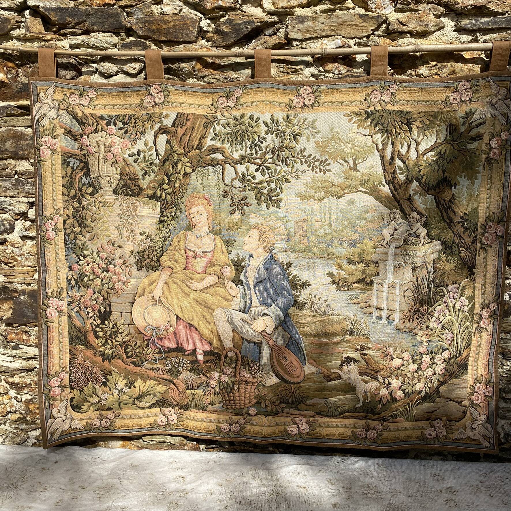 Tapisserie murale romantique "Jardin d'Amour", Franklin Mint, France