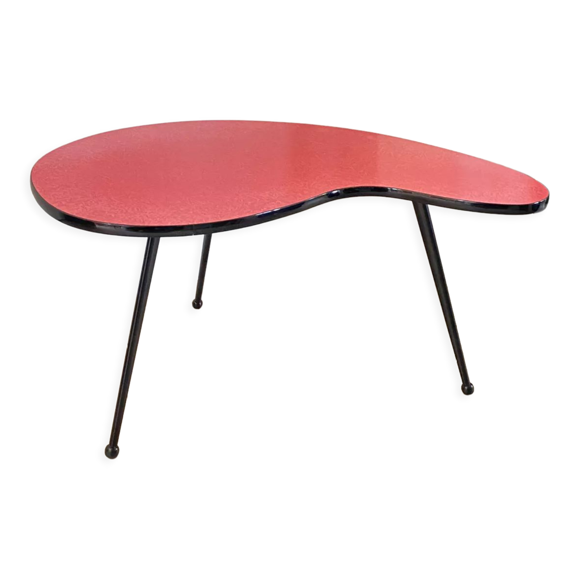 Red Formica bean coffee table