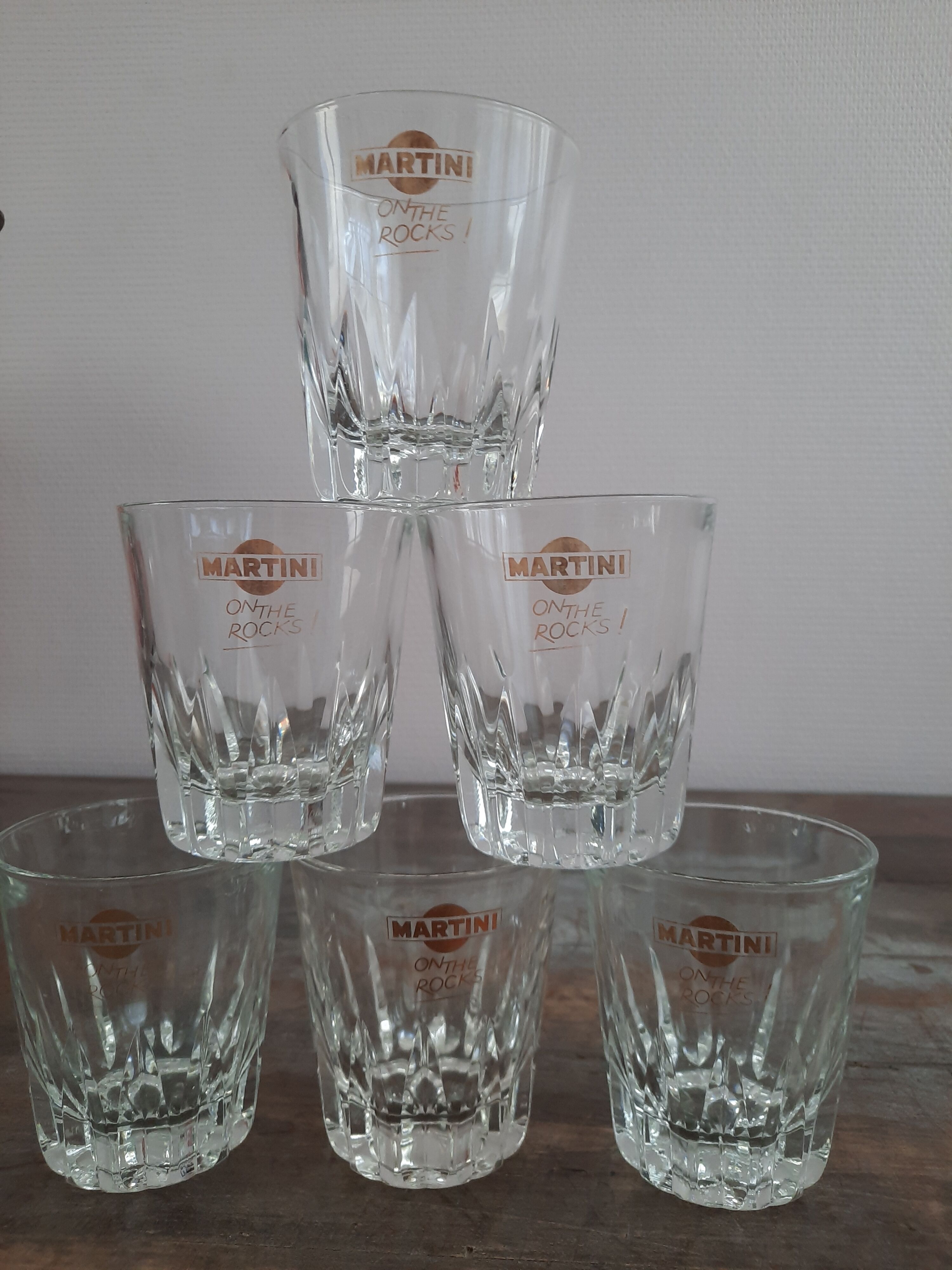 Série de 6 verres Martini on the rocks années 70