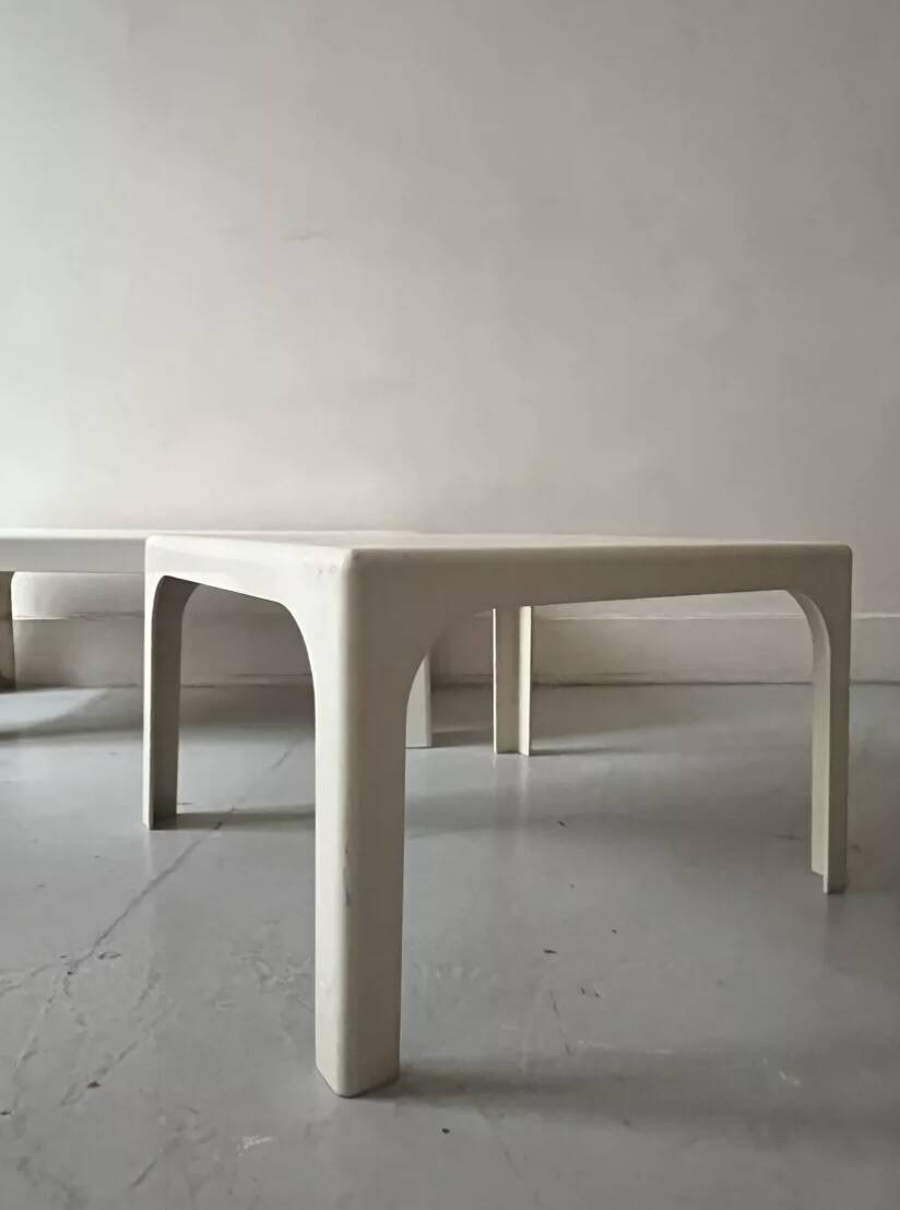 Prisunic off-white square coffee table, 1970s design