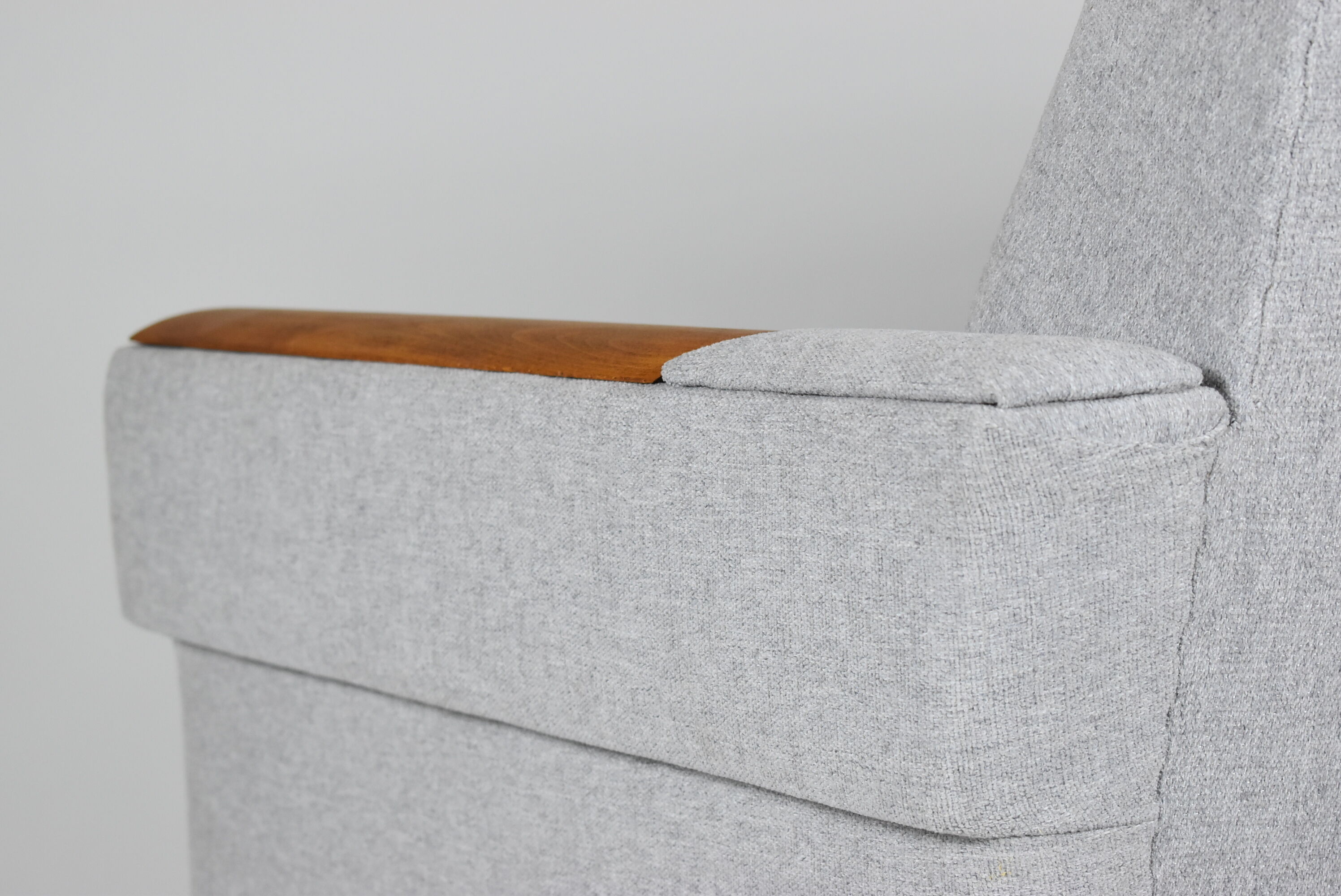 Mid-century modern armchair, restored, 1960, light grey