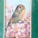 Vintage oil painting signed, robin, distressed frame.
