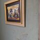 Mid-century modern "market square" swedish vintage figurative oil painting by brita hansson, framed