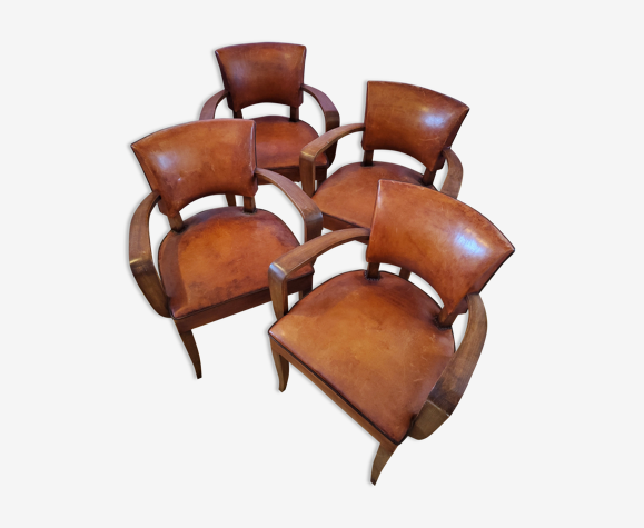 Lot de 4 chaises en cuir