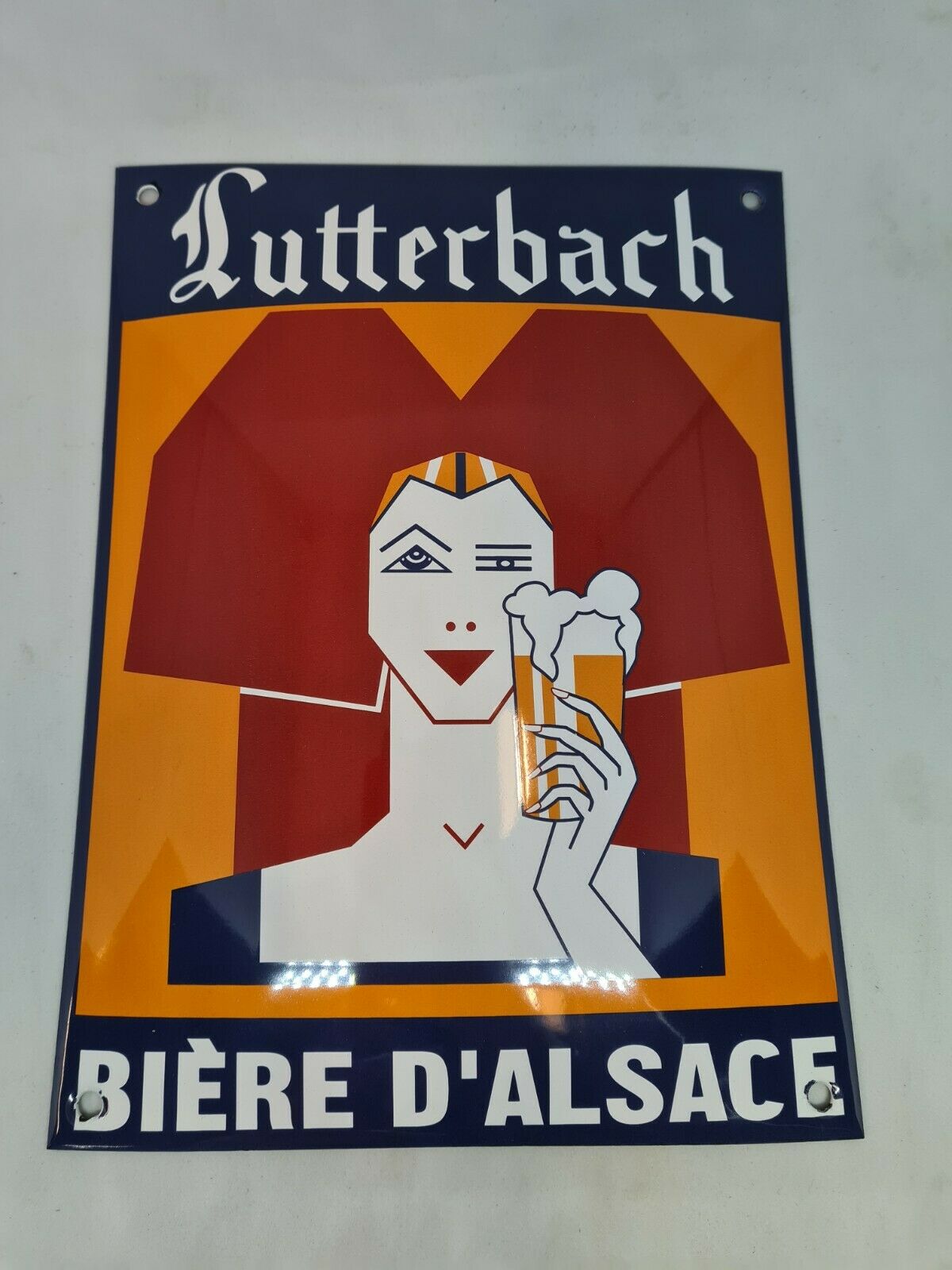 Enamelled plate alsace beer lutterbach