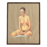 Female nude, old gouache painting